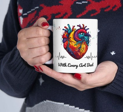 Heart Beat Art Ceramic Mug - Unique Gift for Medical Professionals, Coffee Lovers, Valentine's Day, Home Decor, Inspirational