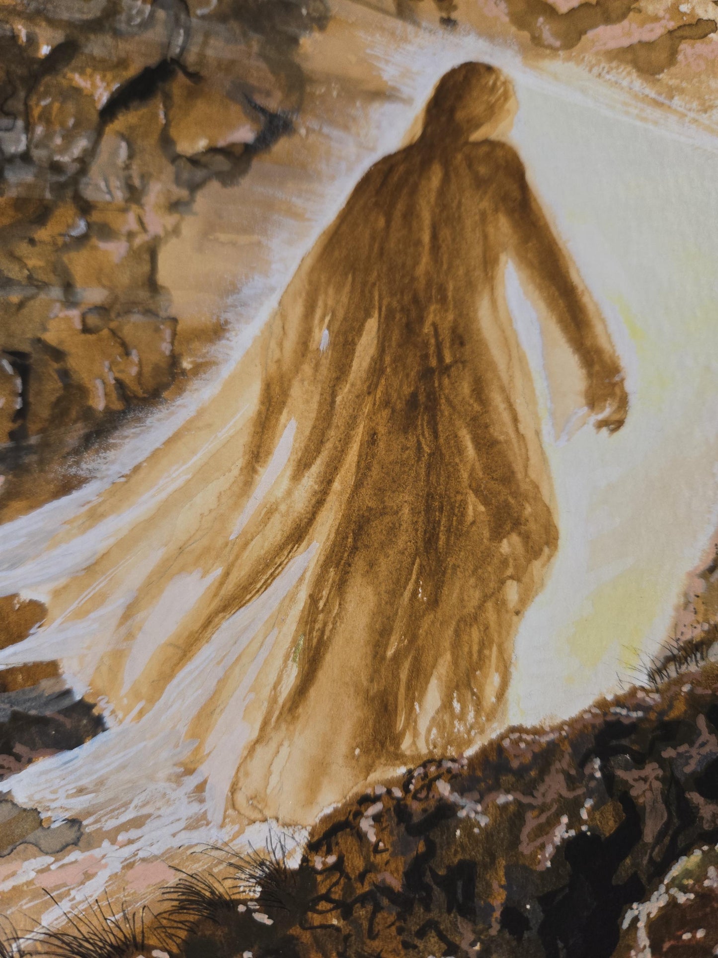 Original Resurrection Painting ~ NOT A PRINT~ Acrylic Watercolor Mixed Media Religious Art (8.5x5.5)