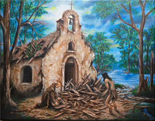 Mission Ruins on the Trinity – Spanish Texas History Poster (Thick Matte, Unframed with Black Border)