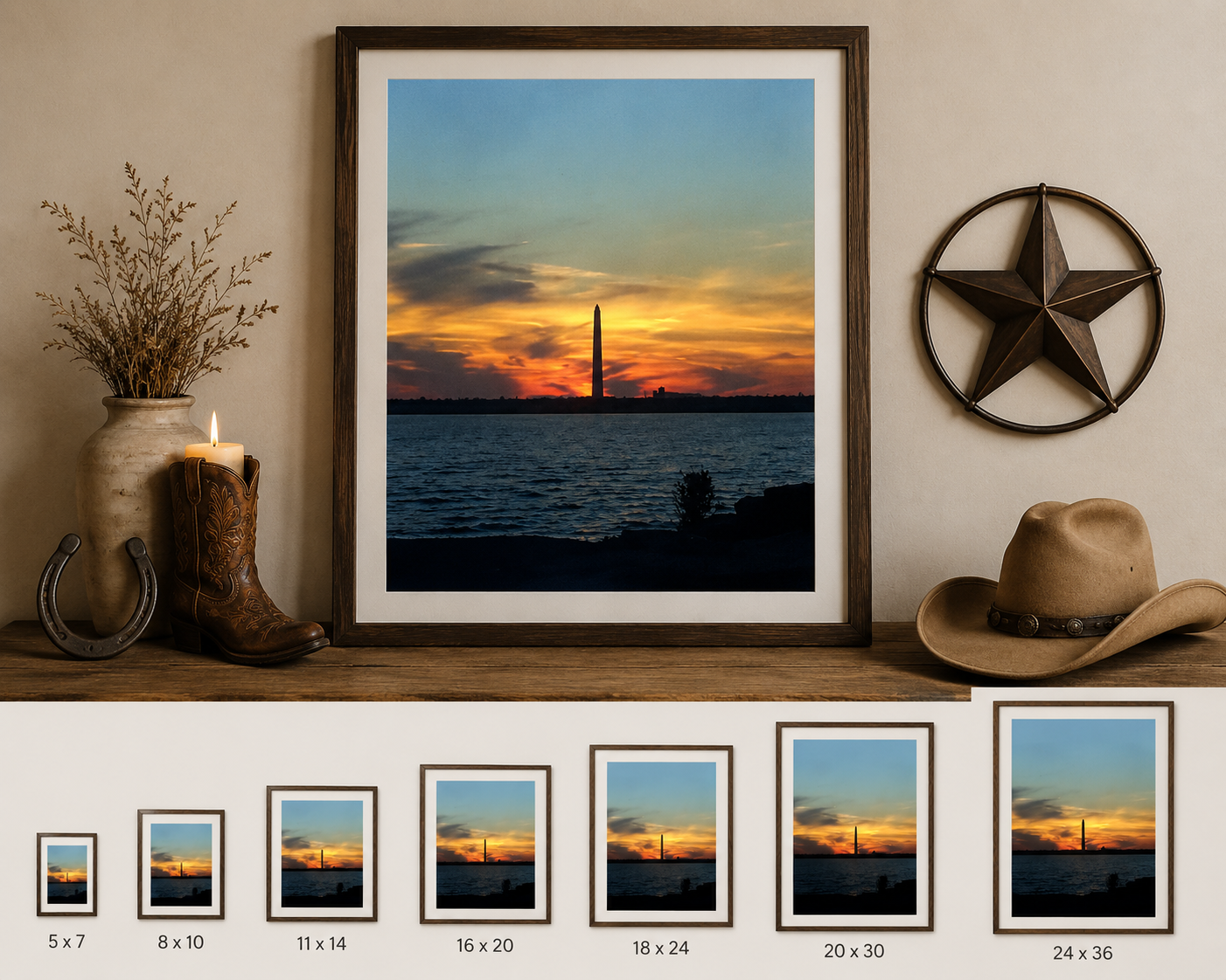 San Jacinto Monument at Sunset – Texas History Fine Art Print