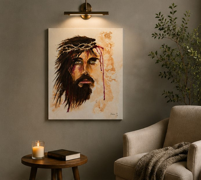 Jesus Portrait Art Print | Crown of Thorns Christian Wall Art | Religious Decor | Faith Inspired Artwork