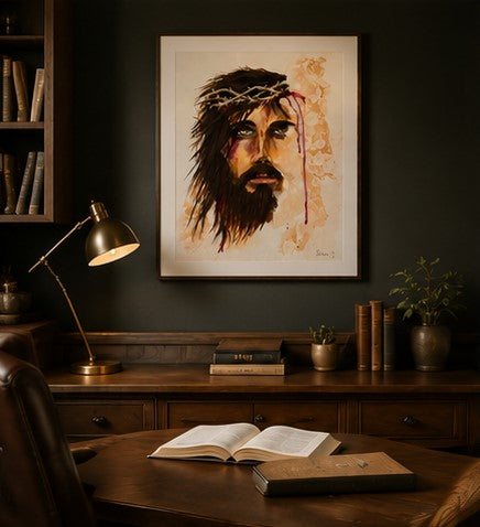 Jesus Portrait Art Print | Crown of Thorns Christian Wall Art | Religious Decor | Faith Inspired Artwork