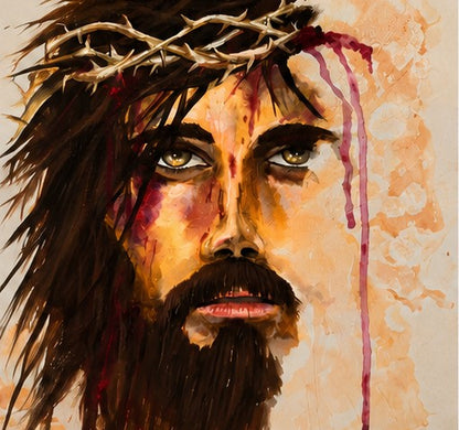 Jesus Portrait Art Print | Crown of Thorns Christian Wall Art | Religious Decor | Faith Inspired Artwork