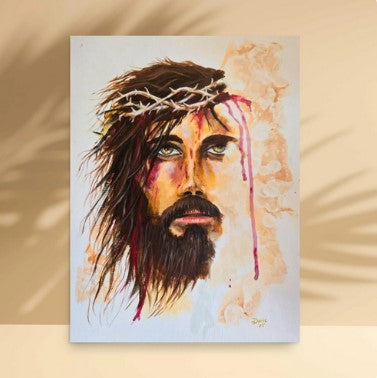 Jesus Portrait Art Print | Crown of Thorns Christian Wall Art | Religious Decor | Faith Inspired Artwork