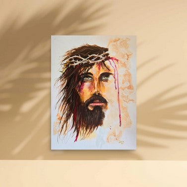 Jesus Portrait Art Print | Crown of Thorns Christian Wall Art | Religious Decor | Faith Inspired Artwork