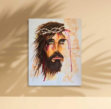 Jesus Portrait Art Print | Crown of Thorns Christian Wall Art | Religious Decor | Faith Inspired Artwork