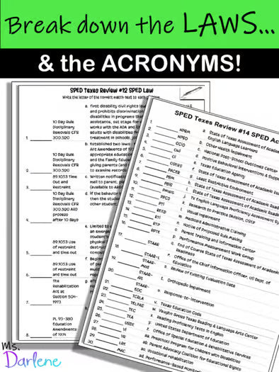 SPED Certification EC-12 Study Guide/Review~575+ Terms~TeXes~Match'Em~NoPrep